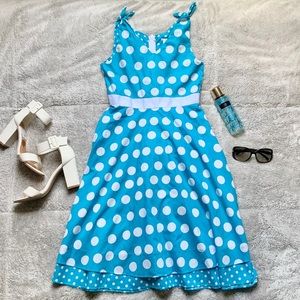 Blue and White Polka Dot Dress
